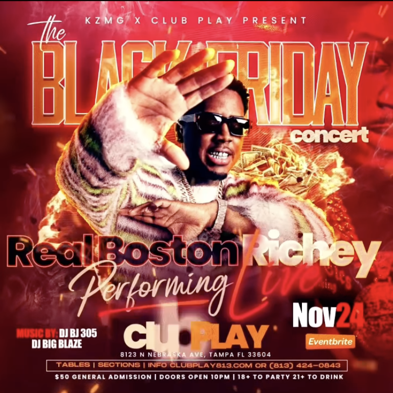 BOSTON RICHEY Live In Concert BLACK FRIDAY  in 
TAMPA FL at CLUB PLAY Nov 24, 2023