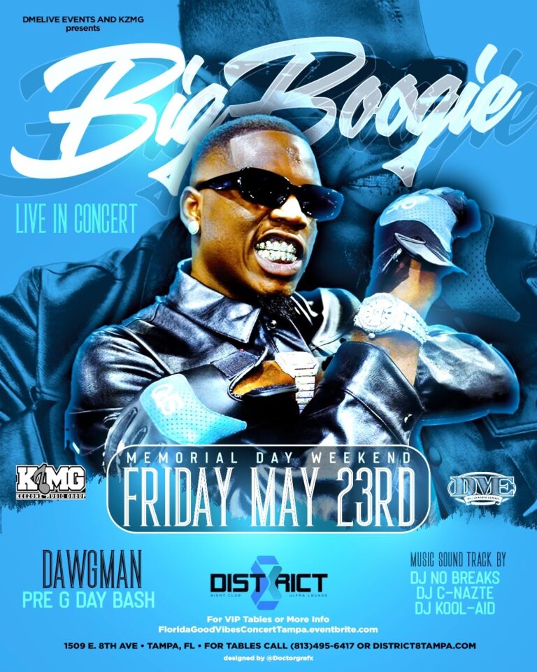 BIG BOOGIE ANNOUNCES NEW CONCERT IN TAMPA AT DISTRICT 8 – MAY 23, 2025!